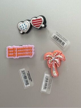 Set of 3 Fun Croc Charms - Sunglasses, Palm Tree, Positive Message